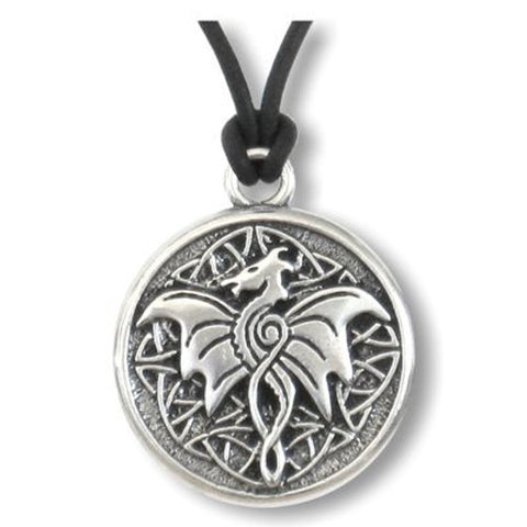 Celtic Wisdom Dragon Pendant Pewter