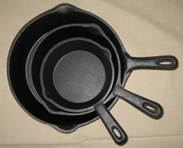 Outdoor Cooking - Cast Iron Skillet Trio Short Handle Cookware Camping Stovetop Fry-pan