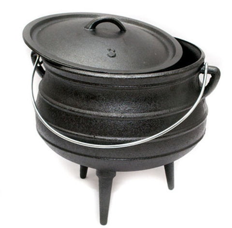 Potjie Pots - Size 3 Potjie Pot Cauldron 8 Quarts Pure Cast Iron Outdoor Cookware